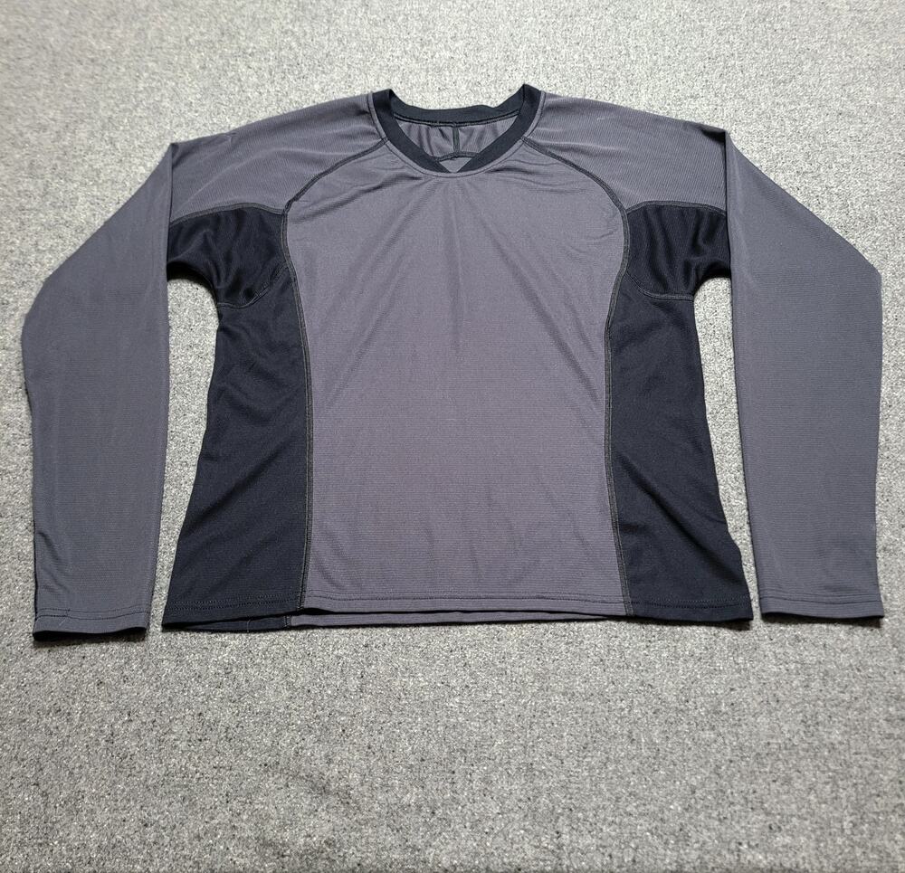 Vintage Patagonia Shirt Women Large Gray Black Y2K Capilene Base Layer Hike USA